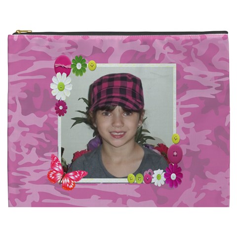Pink Camo Cosmetic Bag (xxxl) 2 Sides By Kim Blair Front