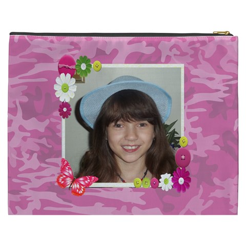 Pink Camo Cosmetic Bag (xxxl) 2 Sides By Kim Blair Back