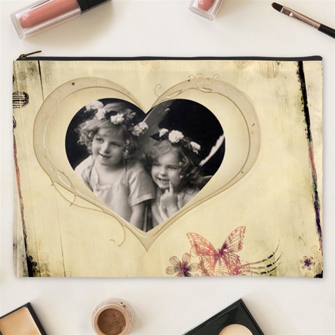 Weathered Hearts  Xxxl  Gift Cosmetics Bag By Catvinnat Front