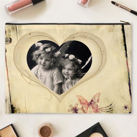 Weathered Hearts  Xxxl  Gift Cosmetics Bag By Catvinnat Back