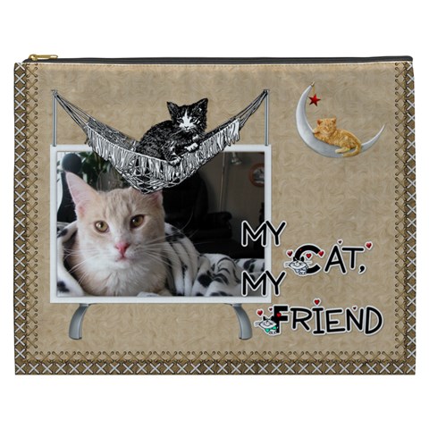 Cat Xxxl Cosmetic Bag By Lil Front