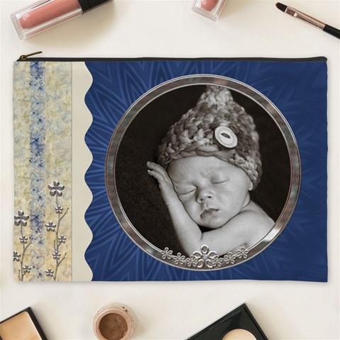 Pretty Blue Xxxl Cosmetic Bag By Lil Front