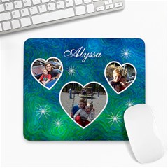 Large Mousepad - Blue Swirls & Hearts