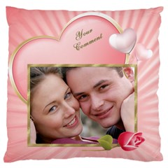 Pink Heart Large Cushion Case - Large Cushion Case (One Side)