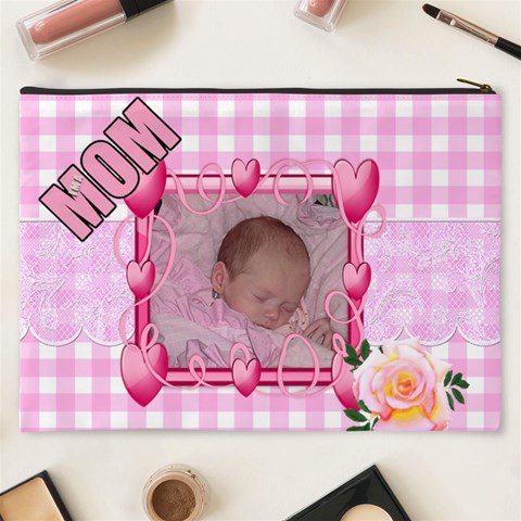 Pink Gingham Cosmetic Bag (xxxl) 2 Sides By Kim Blair Back