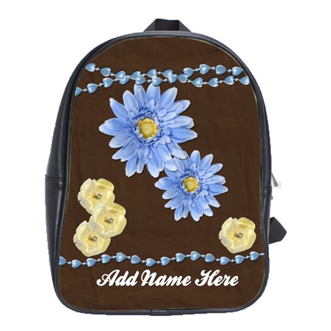 Brown/blue Personalized Backpack By Angela Front
