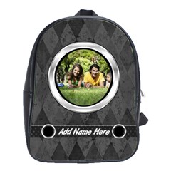 Charcoal/Silver Photo Personalized Backpack - School Bag (Large)