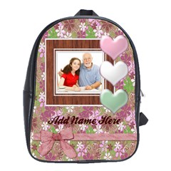 Pink/Green Girls Photo Personalized Backpack - School Bag (Large)