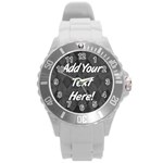 Black/White Text Personalized Watch - Round Plastic Sport Watch (L)