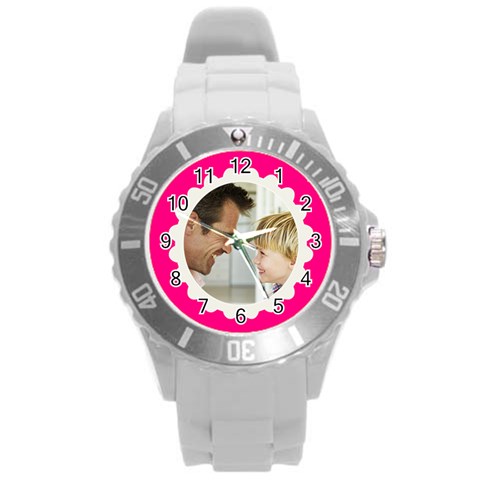 Hot Pink/white Photo Frame Watch By Angela Front