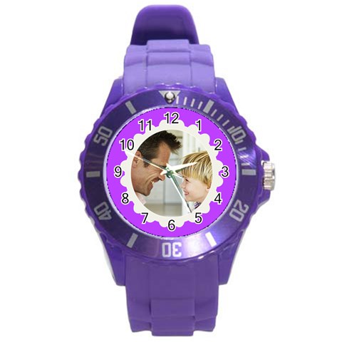 Purple/white Photo Frame Watch By Angela Front