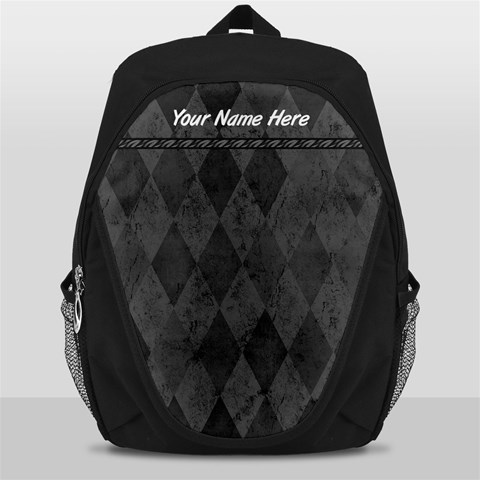 Black/gray Personalized Name Backpack Rucksack By Angela Front