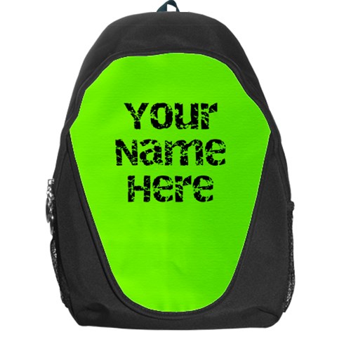 Neon Green Personalized Name Backpack Rucksack By Angela Front