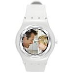 Silver Photo Frame Watch - Round Plastic Sport Watch (M)
