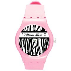 Personalized Name Zebra Stripes Watch - Round Plastic Sport Watch (M) Personalized Name Zebra Stripes Watch - Round Plastic Sport Watch (M)