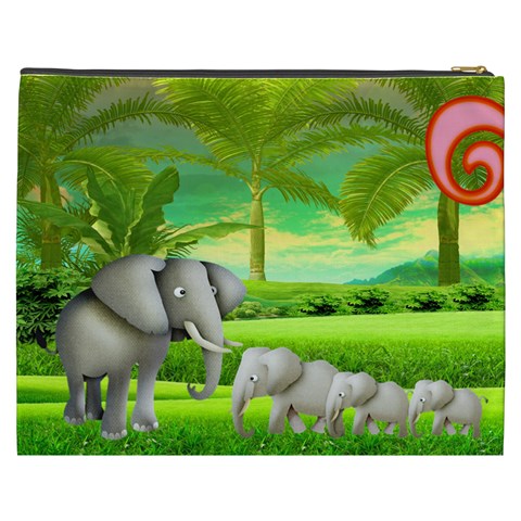 Elephants  Xxxl Cosmetic Bag By Catvinnat Back