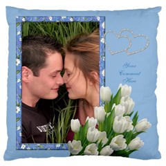 Tulips in Blue Large Cushion Case - Large Cushion Case (One Side)