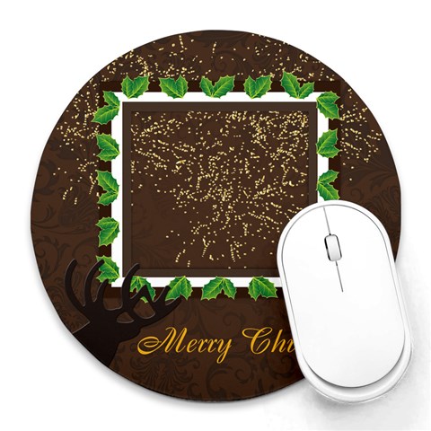 Xmas By Wood Johnson 8 x8  Round Mousepad - 12