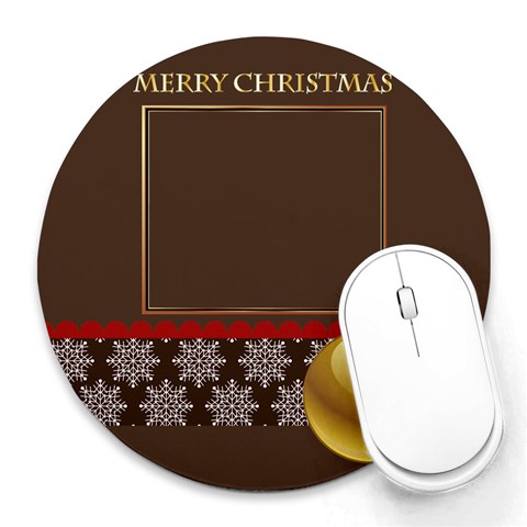 Xmas By Wood Johnson 8 x8  Round Mousepad - 14