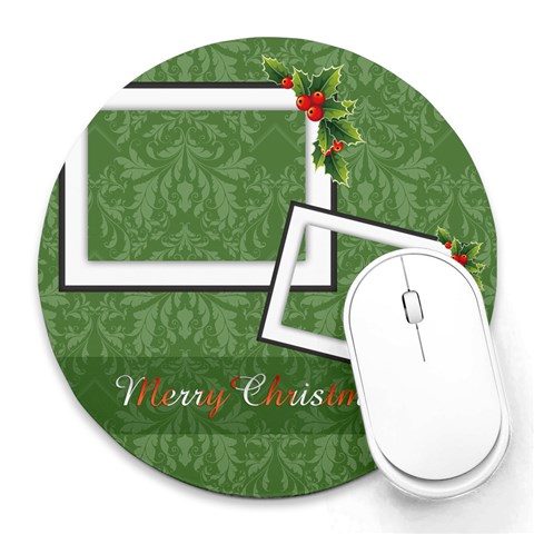 Xmas By Wood Johnson 8 x8  Round Mousepad - 17