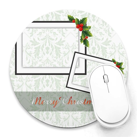 Xmas By Wood Johnson 8 x8  Round Mousepad - 18