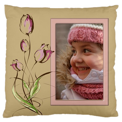 Tulip In Pink Large Cushion Case (2 Sided) By Deborah Front