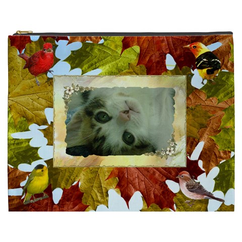 Fall Colors With Birds Cosmetic Bag (xxxl) 2 Sides By Kim Blair Front