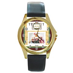 xmas - Round Gold Metal Watch