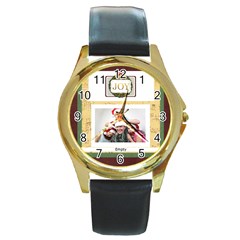 xmas - Round Gold Metal Watch