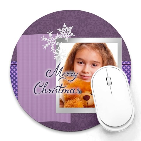 Xmas By Joely 8 x8  Round Mousepad - 1