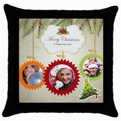 xmas - Throw Pillow Case (Black)