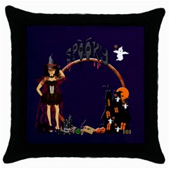 Spooky throw cushion witch - Throw Pillow Case (Black)