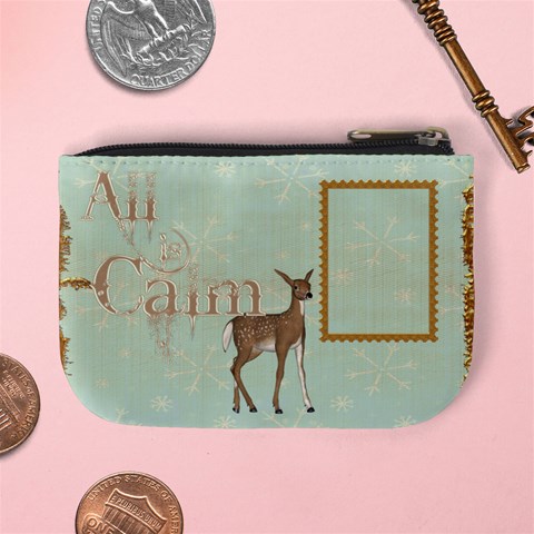 All Is Calm Deer Mini Coin Purse By Catvinnat Back