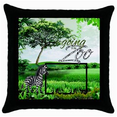 Zebra Throw Pillow - Throw Pillow Case (Black)