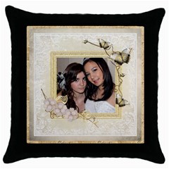 Butterfly Throw Pillow - Throw Pillow Case (Black)