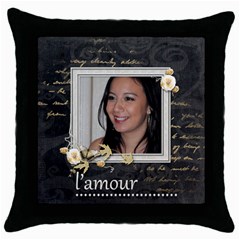 L Amour  Throw Pillow (5 styles) - Throw Pillow Case (Black)