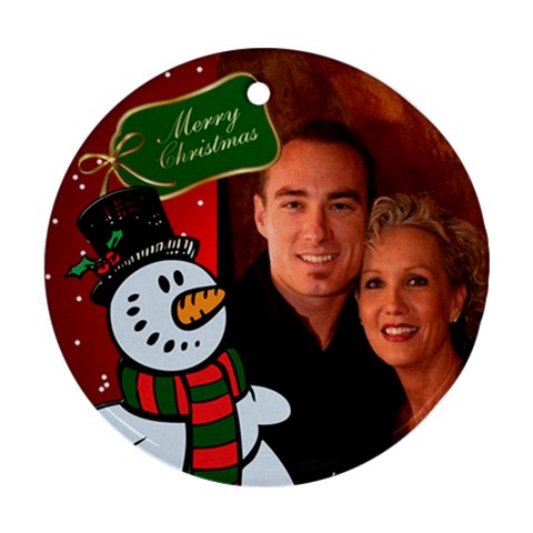 Snowman Round Christmas Ornament (2 Sided) By Deborah Front