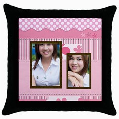 pink - Throw Pillow Case (Black)