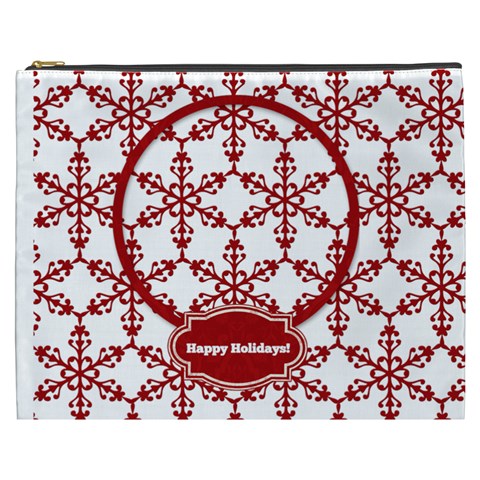 Merry Christmas Xl Cosmetic Case Red By Jen Front