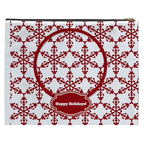 Merry Christmas Xl Cosmetic Case Red By Jen Back