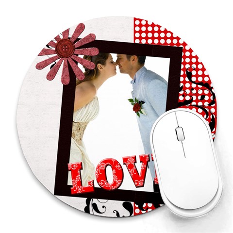 Love By Jo Jo 8 x8  Round Mousepad - 1