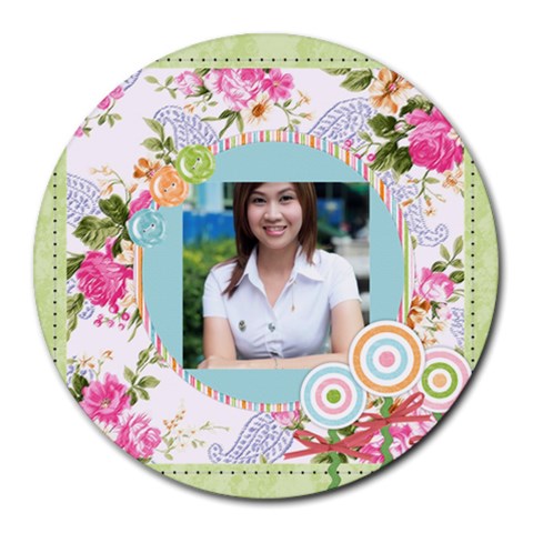 Flower By Jo Jo 8 x8  Round Mousepad - 1