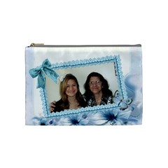 Blue floral corner cosmetic bag Medium - Cosmetic Bag (Medium)