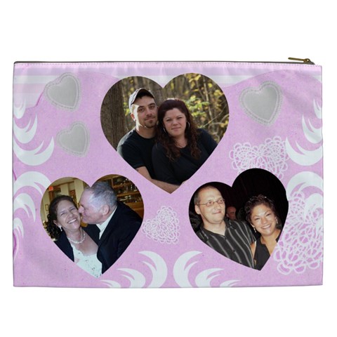 Pink Layered Heart Cosmetic Bag (xxl) 2 Sides By Kim Blair Back