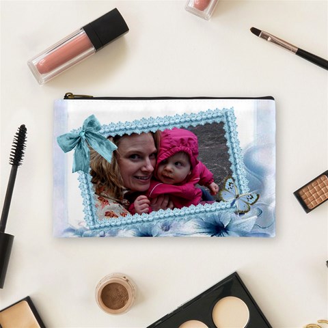Pearls And Bow Cosmetic Bag By Katie Longbottom Front