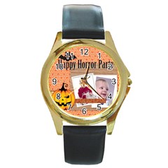 halloween - Round Gold Metal Watch