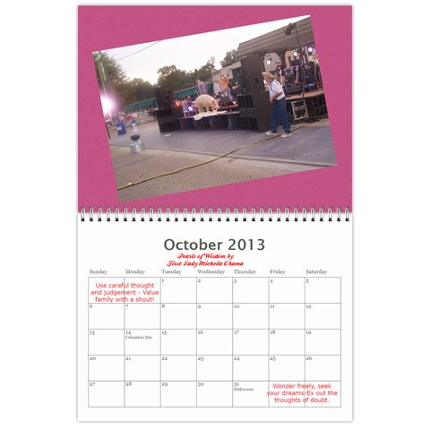 Carter Calendar By Carrie L  Thomas Oct 2013