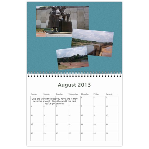 Carter Calendar By Carrie L  Thomas Aug 2013