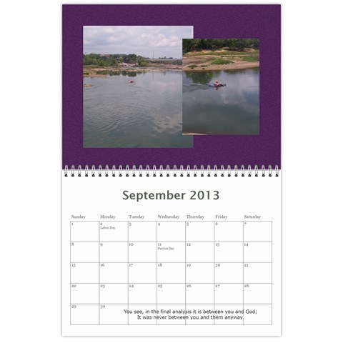 Carter Calendar By Carrie L  Thomas Sep 2013
