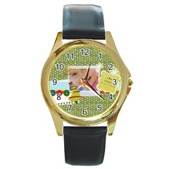 xmas - Round Gold Metal Watch